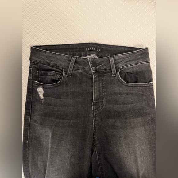 Level 99 Dark Grey Distressed Jeans with Modern Cut - Picture 2 of 8